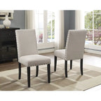 Chaises de salle à manger en tissu clouté bleu / gris / havane, lot de 2