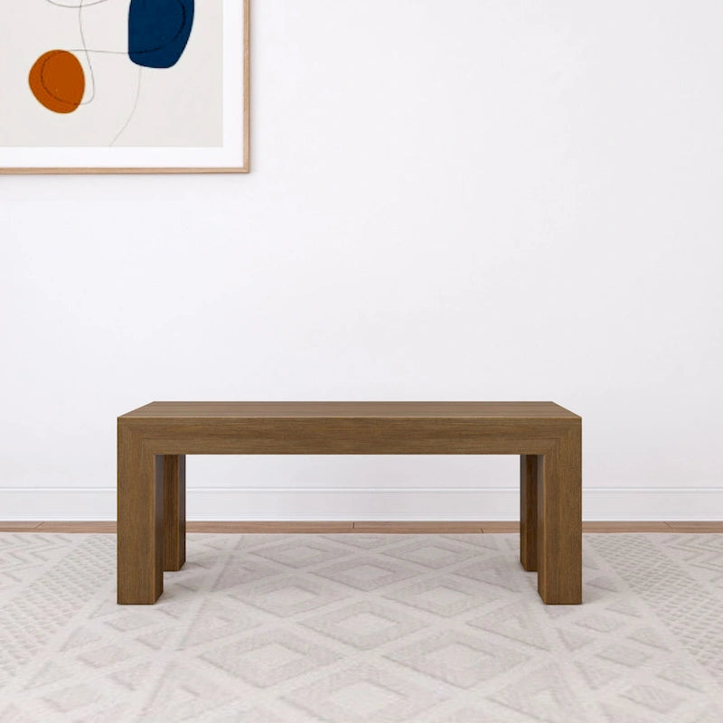 Banc de salle à manger en bois massif brossé, 2 places — Pacanier / Coquille