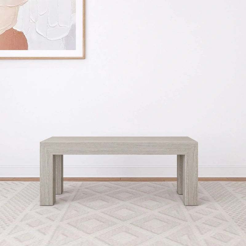 Banc de salle à manger en bois massif brossé, 2 places — Pacanier / Coquille