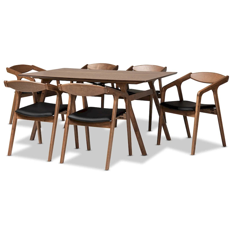 Ensemble de salle à manger noir/gris du milieu du siècle — 7 pièces, 6 places