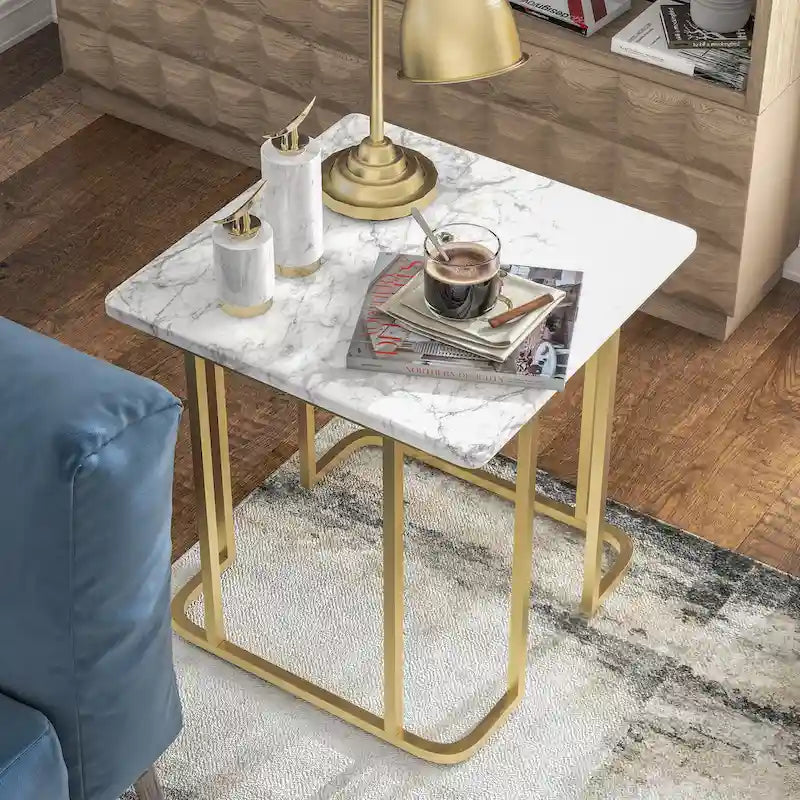 Table d'appoint Deeanne Contemporary 24 pouces en faux marbre par Furniture of America