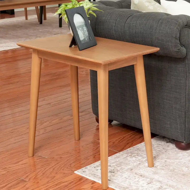 Table d'appoint rectangulaire de style Mid-Century en Noyer / Noir / Noyer, 1 personne, 63,5 cm × 37,5 cm × 61 cm
