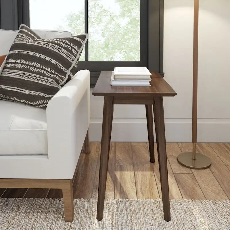 Table d'appoint rectangulaire de style Mid-Century en Noyer / Noir / Noyer, 1 personne, 63,5 cm × 37,5 cm × 61 cm