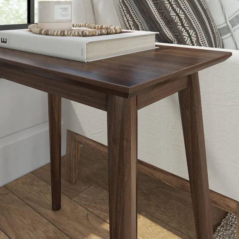 Table d'appoint rectangulaire de style Mid-Century en Noyer / Noir / Noyer, 1 personne, 63,5 cm × 37,5 cm × 61 cm