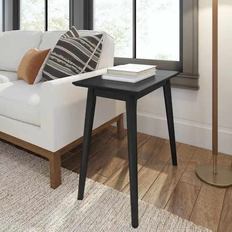 Table d'appoint rectangulaire de style Mid-Century en Noyer / Noir / Noyer, 1 personne, 63,5 cm × 37,5 cm × 61 cm
