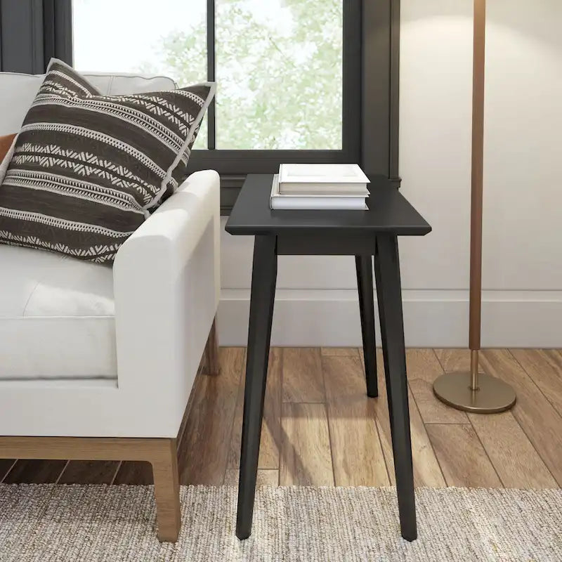 Table d'appoint rectangulaire de style Mid-Century en Noyer / Noir / Noyer, 1 personne, 63,5 cm × 37,5 cm × 61 cm