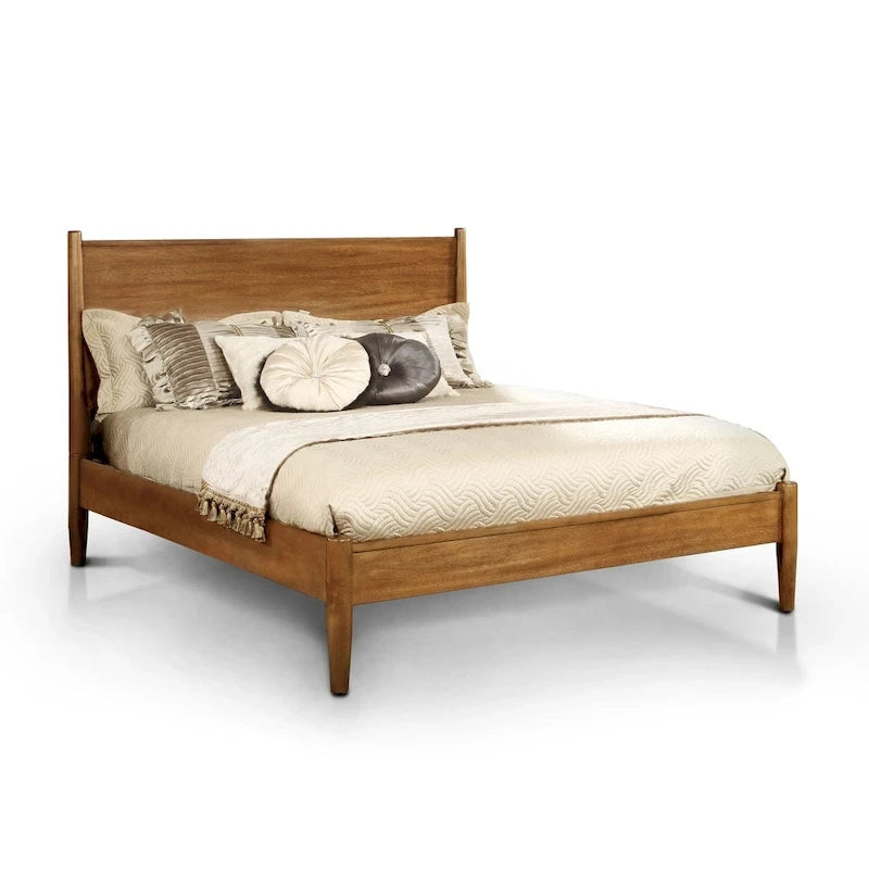 Parure de lit 3 pièces avec plateforme en chêne de style Mid-Century Modern – California King / King / Queen