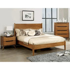 Parure de lit 3 pièces avec plateforme en chêne de style Mid-Century Modern – California King / King / Queen