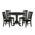 East West Furniture - Ensemble de salle à manger 5 pièces - une table à manger ronde avec rallonge et 4 chaises de salle à manger (diverses finitions disponibles)