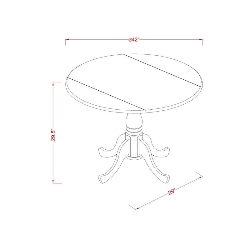 East West Furniture - Ensemble de salle à manger 5 pièces - une table à manger ronde avec rallonge et 4 chaises de salle à manger (diverses finitions disponibles)