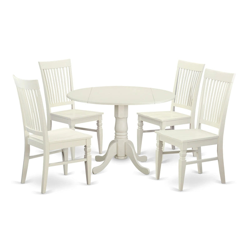 East West Furniture - Ensemble de salle à manger 5 pièces - une table à manger ronde avec rallonge et 4 chaises de salle à manger (diverses finitions disponibles)