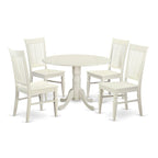 East West Furniture - Ensemble de salle à manger 5 pièces - une table à manger ronde avec rallonge et 4 chaises de salle à manger (diverses finitions disponibles)
