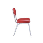 Chaises de salle à manger rétro en similicuir rouge/chromé/blanc — Lot de 2