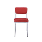 Chaises de salle à manger rétro en similicuir rouge/chromé/blanc — Lot de 2