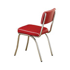 Chaises de salle à manger rétro en similicuir rouge/chromé/blanc — Lot de 2