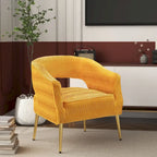 Fauteuil d'appoint en velours vert / jaune / beige avec pieds dorés — 1 place