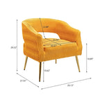 Fauteuil d'appoint en velours vert / jaune / beige avec pieds dorés — 1 place