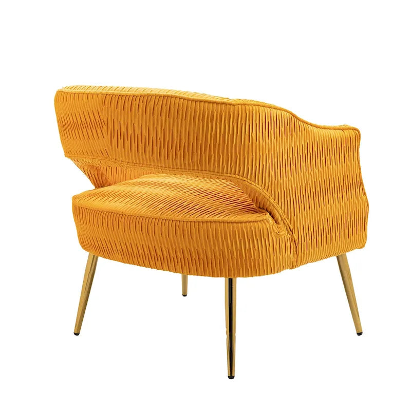 Fauteuil d'appoint en velours vert / jaune / beige avec pieds dorés — 1 place