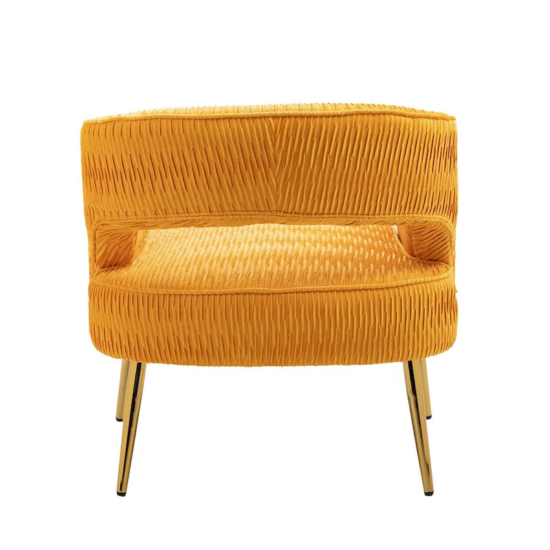 Fauteuil d'appoint en velours vert / jaune / beige avec pieds dorés — 1 place