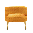 Fauteuil d'appoint en velours vert / jaune / beige avec pieds dorés — 1 place