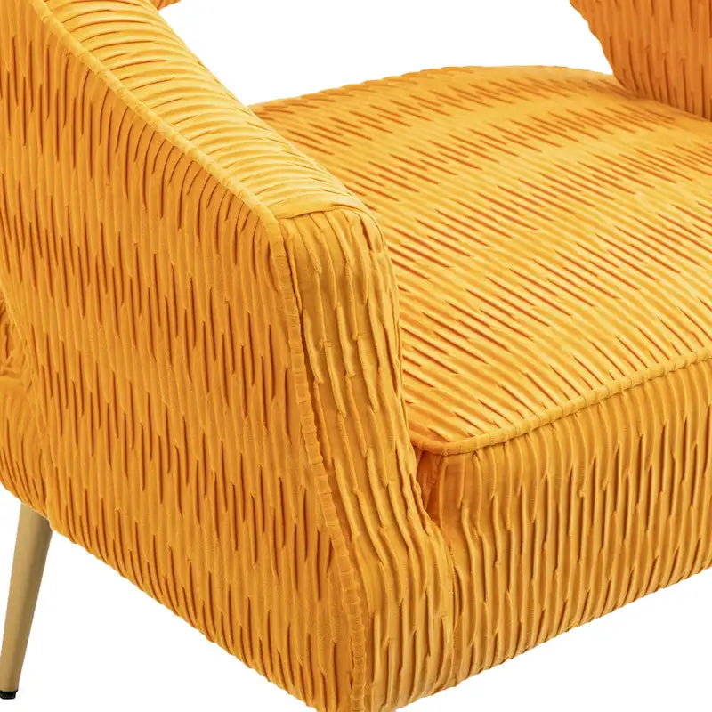 Fauteuil d'appoint en velours vert / jaune / beige avec pieds dorés — 1 place