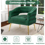 Fauteuil d'appoint en velours vert / jaune / beige avec pieds dorés — 1 place