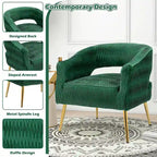 Fauteuil d'appoint en velours vert / jaune / beige avec pieds dorés — 1 place