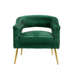 Fauteuil d'appoint en velours vert / jaune / beige avec pieds dorés — 1 place