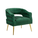 Fauteuil d'appoint en velours vert / jaune / beige avec pieds dorés — 1 place