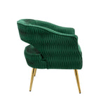 Fauteuil d'appoint en velours vert / jaune / beige avec pieds dorés — 1 place