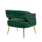 Fauteuil d'appoint en velours vert / jaune / beige avec pieds dorés — 1 place