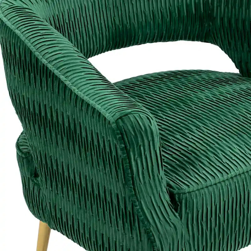 Fauteuil d'appoint en velours vert / jaune / beige avec pieds dorés — 1 place
