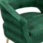 Fauteuil d'appoint en velours vert / jaune / beige avec pieds dorés — 1 place