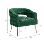 Fauteuil d'appoint en velours vert / jaune / beige avec pieds dorés — 1 place