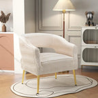 Fauteuil d'appoint en velours vert / jaune / beige avec pieds dorés — 1 place