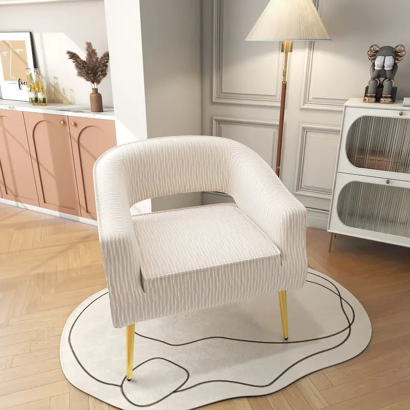 Fauteuil d'appoint en velours vert / jaune / beige avec pieds dorés — 1 place