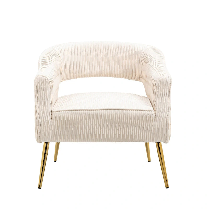Fauteuil d'appoint en velours vert / jaune / beige avec pieds dorés — 1 place