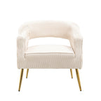Fauteuil d'appoint en velours vert / jaune / beige avec pieds dorés — 1 place