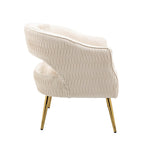 Fauteuil d'appoint en velours vert / jaune / beige avec pieds dorés — 1 place