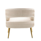 Fauteuil d'appoint en velours vert / jaune / beige avec pieds dorés — 1 place