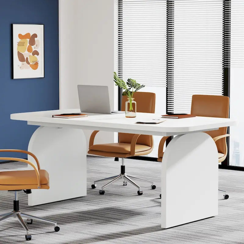 Bureau de direction rectangulaire 63", marron/blanc, pour une personne