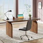 Bureau de direction rectangulaire 63", marron/blanc, pour une personne