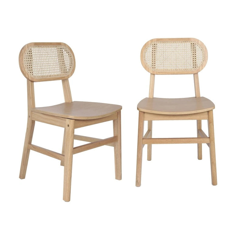 Chaise événementielle commerciale en rotin de canne avec dossier et assise en bois