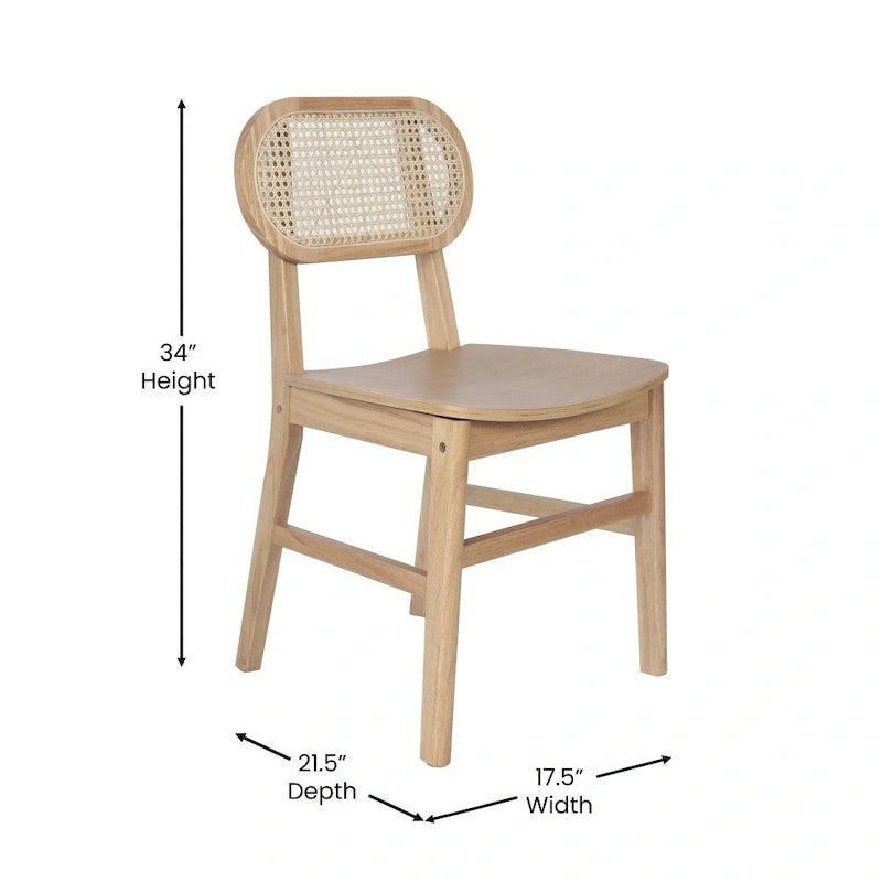 Chaise événementielle commerciale en rotin de canne avec dossier et assise en bois