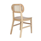 Chaise événementielle commerciale en rotin de canne avec dossier et assise en bois