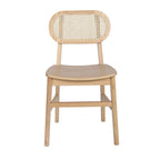 Chaise événementielle commerciale en rotin de canne avec dossier et assise en bois
