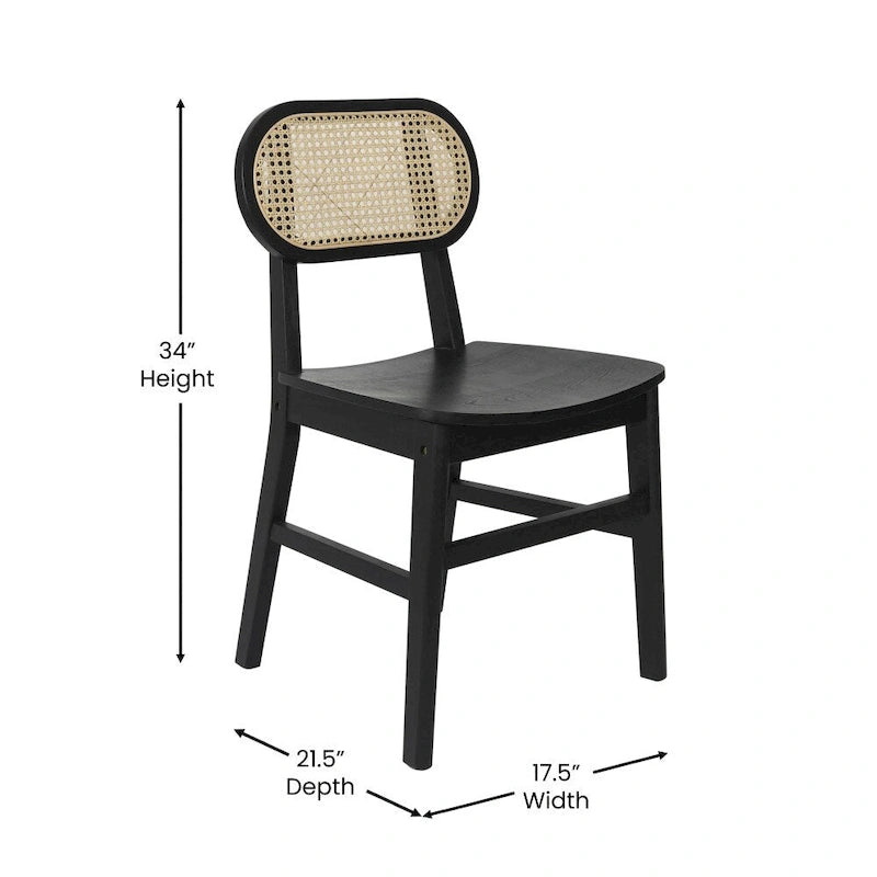 Chaise événementielle commerciale en rotin de canne avec dossier et assise en bois