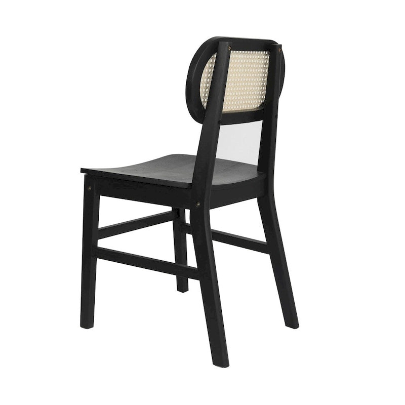 Chaise événementielle commerciale en rotin de canne avec dossier et assise en bois