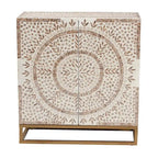 Armoire de rangement florale bohème blanche et marron rustique