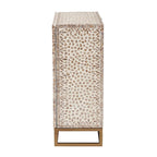 Armoire de rangement florale bohème blanche et marron rustique